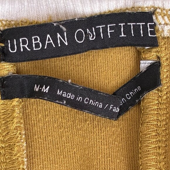 Urban‎ Outfitters Velour Crop Top Women’s Medium Gold Brown Back Stripe Detail - Picture 2 of 8